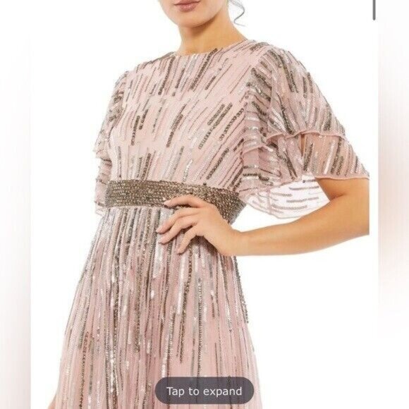 Mac Duggal Dress 93582 Embellished Full Length Layered Sleeve Gown - Picture 2 of 15